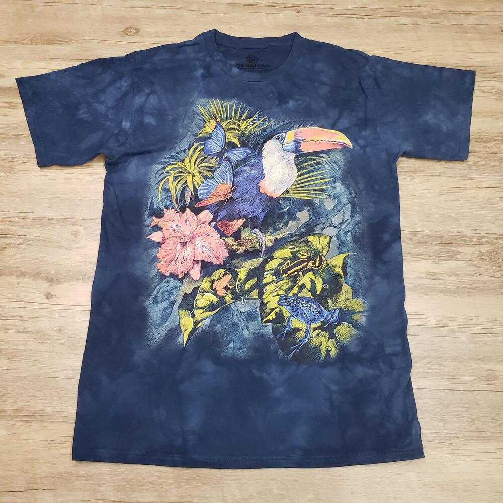 The Mountain Shirt Mens Medium Blue Toucan Tropical Animals Graphic Tee Nature